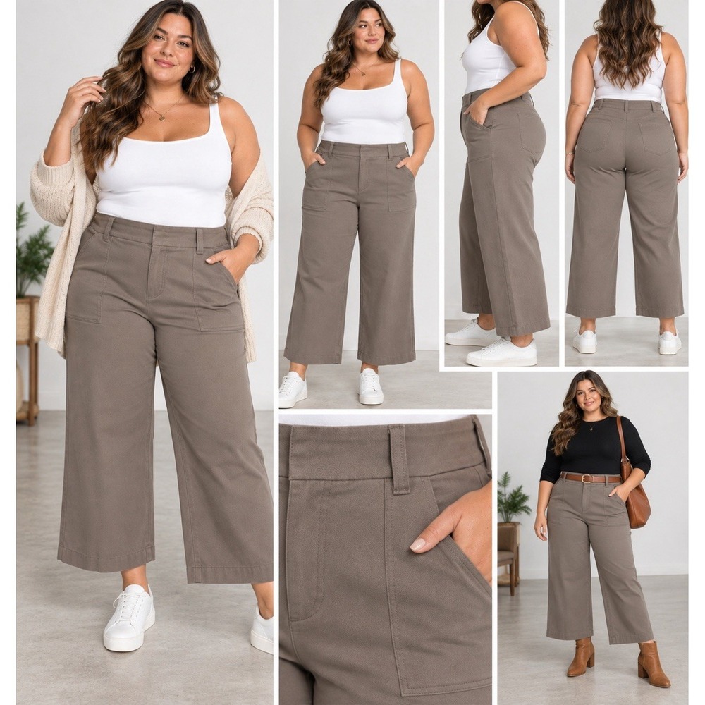 Spanx Stretch Twill Cropped Wide Leg Pants 3X - Smoke 2024, NWT Sealed - 20312R